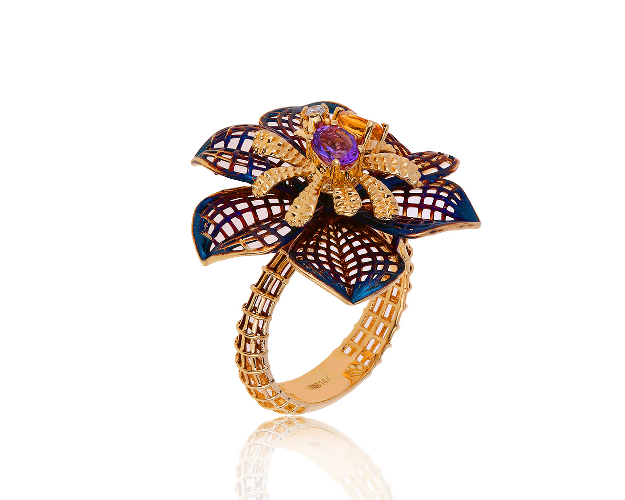 Оригинальное золотое кольцо с цитрином 0.16ct Roberto Bravo 190120/3