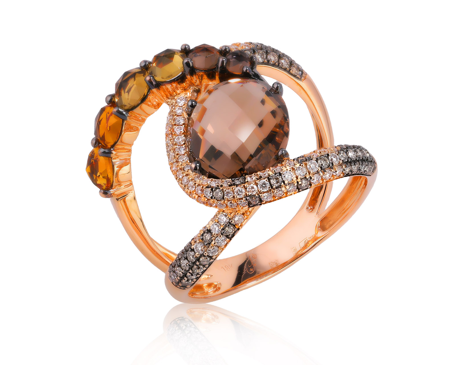 Оригинальное золотое кольцо с дымчатым кварцем 2.90ct Fragola Creations 251225/3