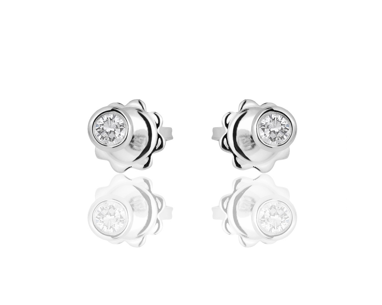 Золотые серьги-пусеты с бриллиантами 0.18ct Crivelli 131118/5