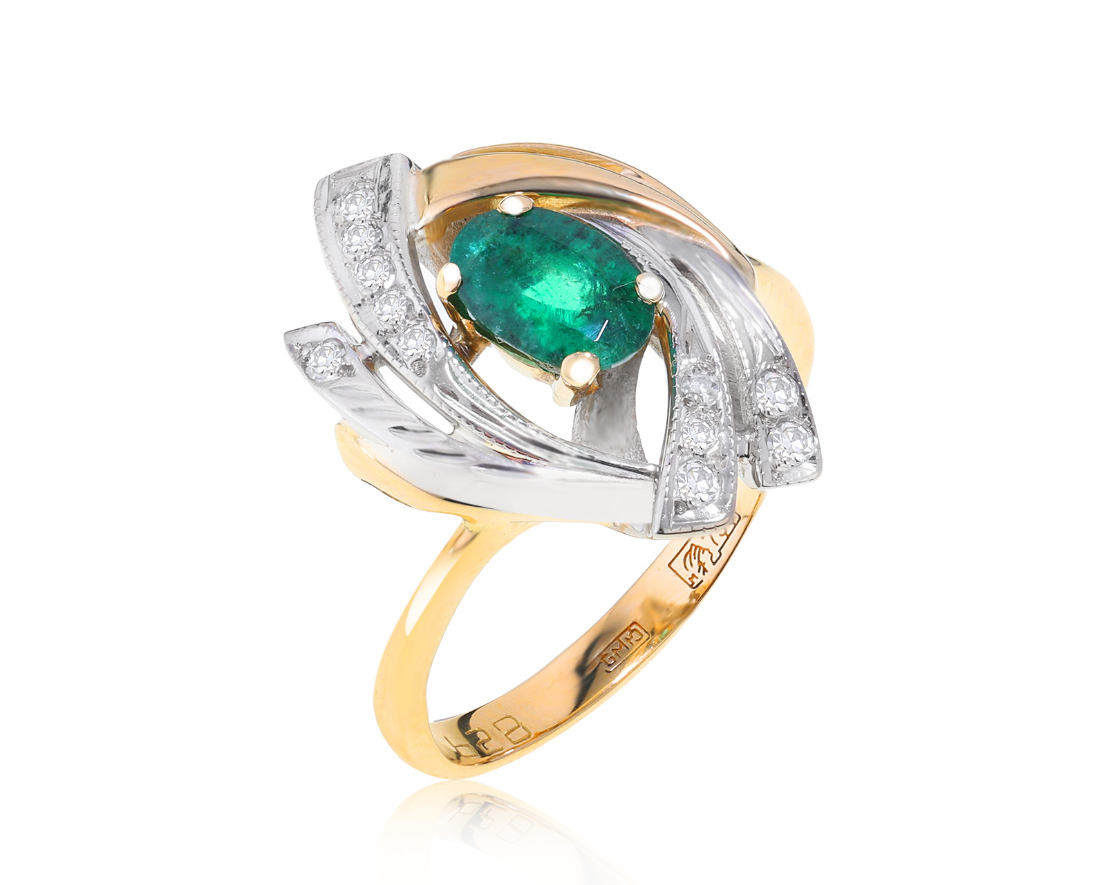 Богатое золотое кольцо с изумрудом 0.72ct 111122/1