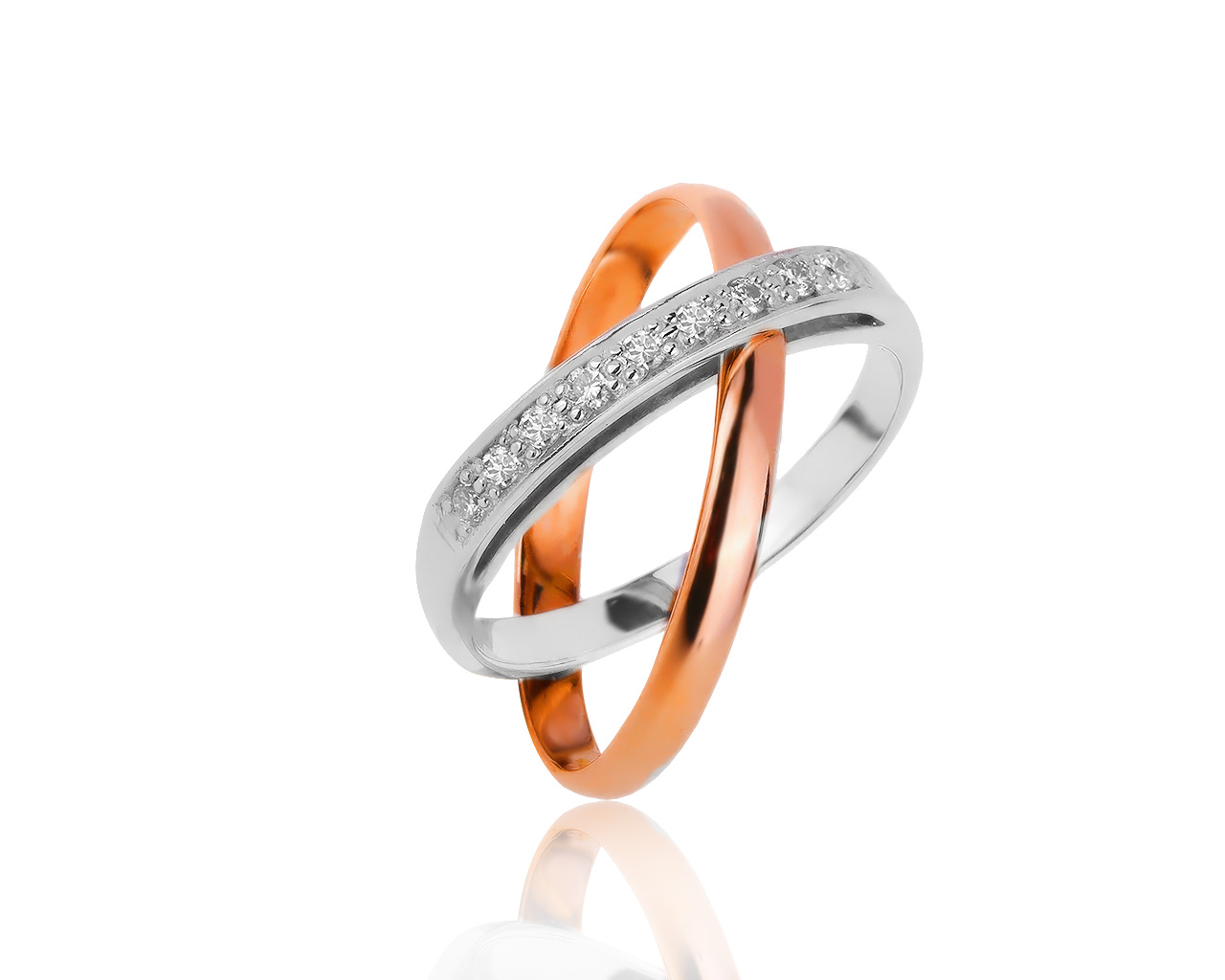 Стильное золотое кольцо с бриллиантами 0.13ct 140417/6