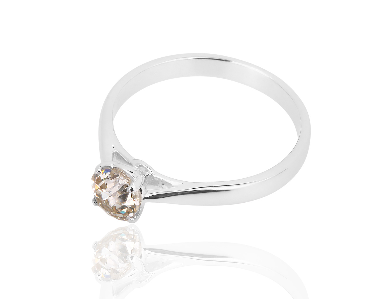 Помолвочное золотое кольцо с бриллиантом 0.79ct