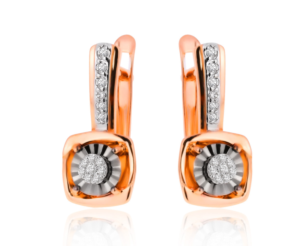 Красивые золотые серьги с бриллиантами 0.12ct 130920/4