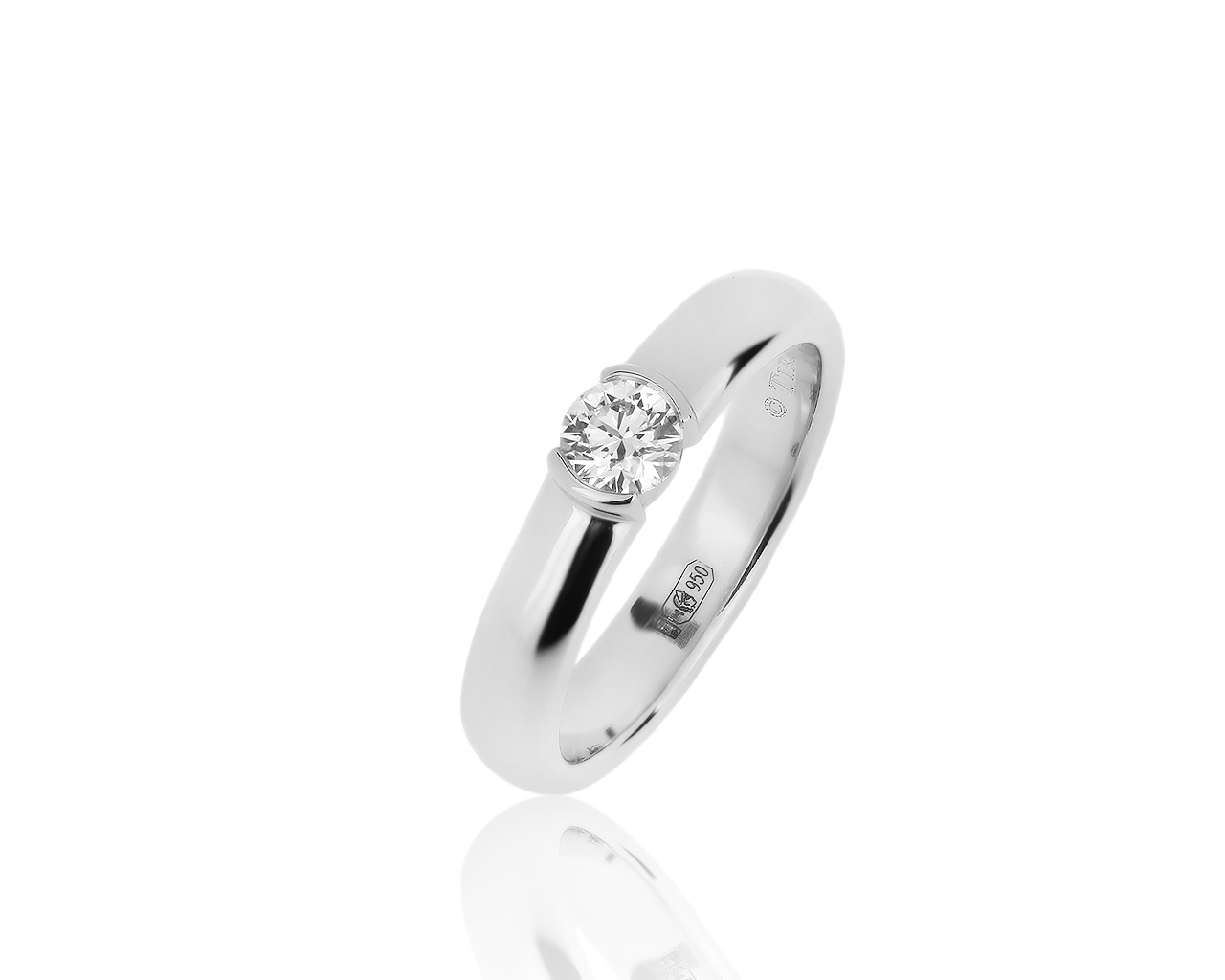 Оригинальное платиновое кольцо с бриллиантом 0.28ct Tiffany&Co