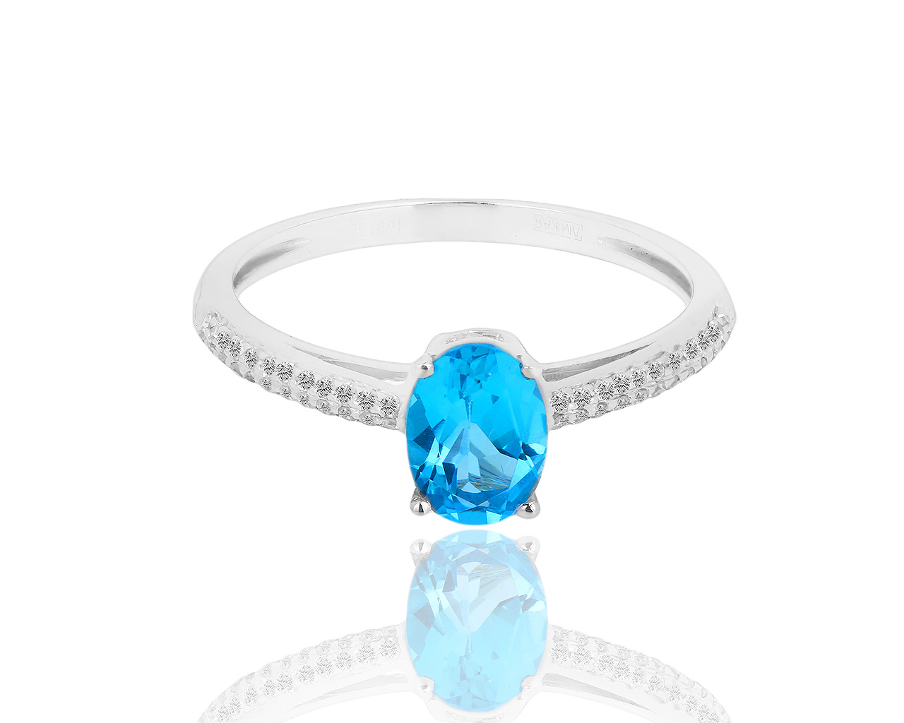 Золотое кольцо с топазом и бриллиантами 0.15ct 101018/12