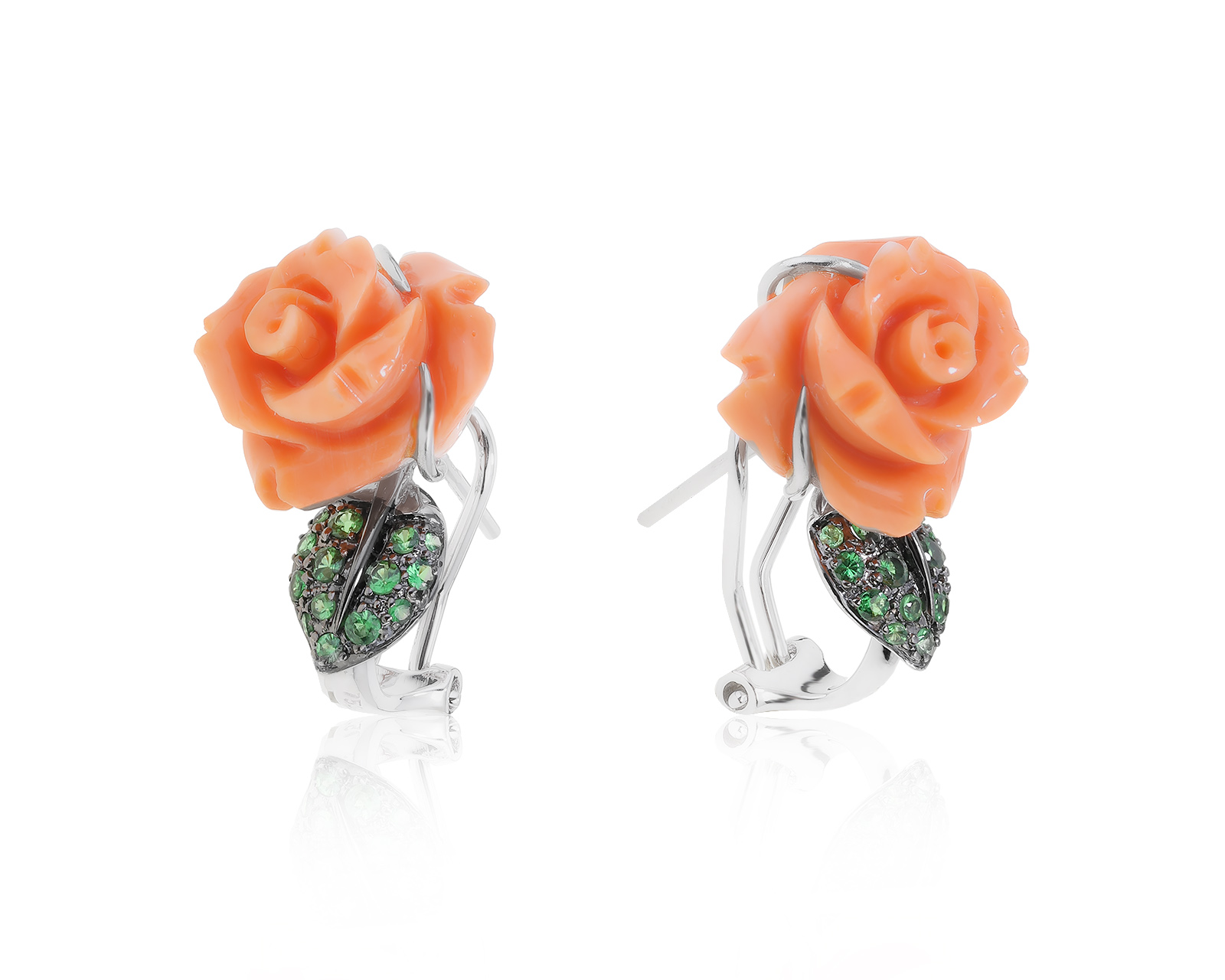 Притягательные золотые серьги с кораллами 19.48ct 120222/5