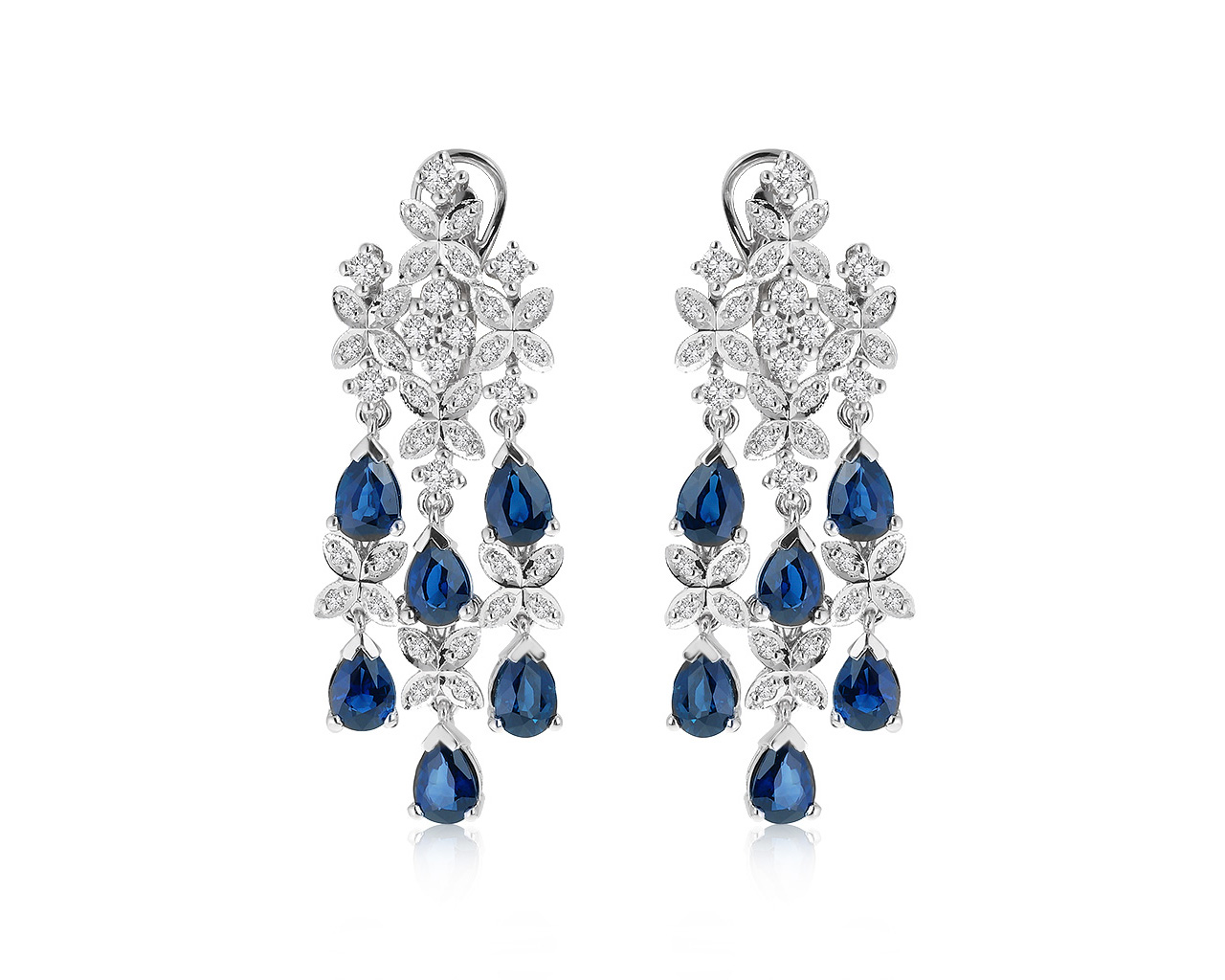 Оригинальные золотые серьги с сапфирами 6.07ct Gevorgian