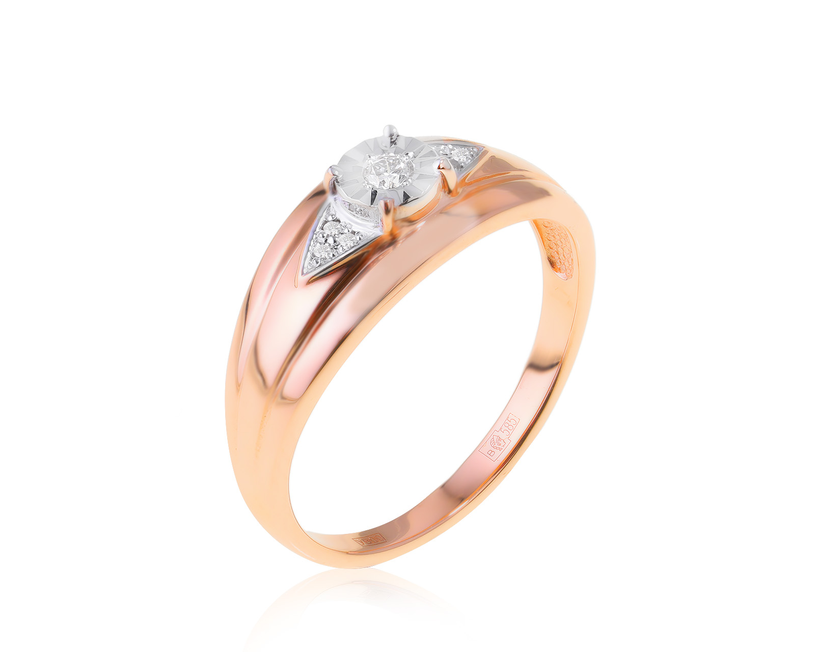 Золотое кольцо с бриллиантами 0.06ct 180424/19