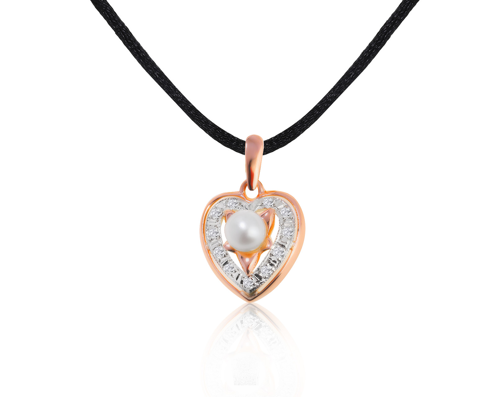 Нарядный золотой кулон с жемчугом 6 мм 120322/2