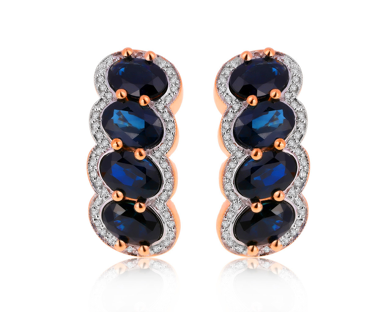 Волшебные золотые серьги с сапфирами 1.44ct 280920/23