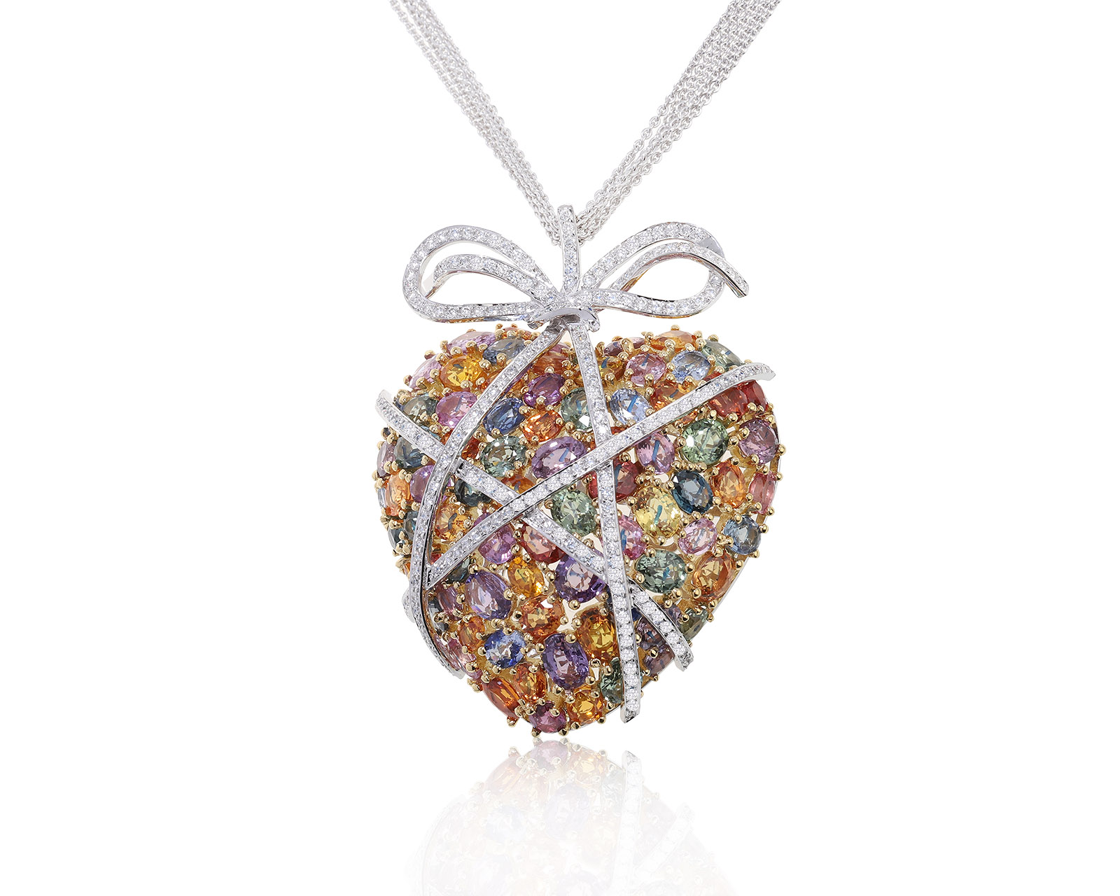 Романтичный золотой кулон с цветными сапфирами 20.02ct 250922/2