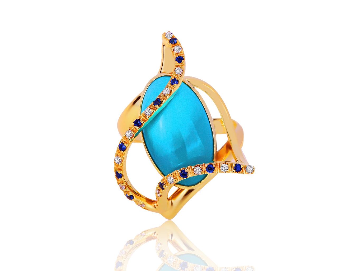 Изысканное золотое кольцо с бирюзой 9.04ct 051019/6