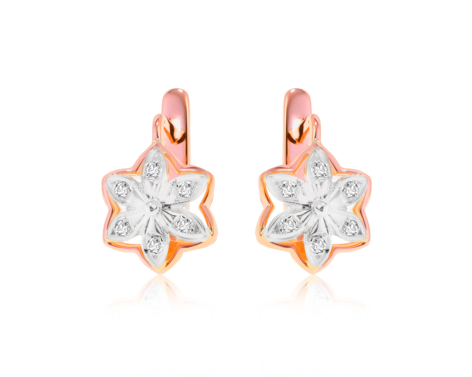 Нарядные золотые серьги с бриллиантами 0.16ct СССР