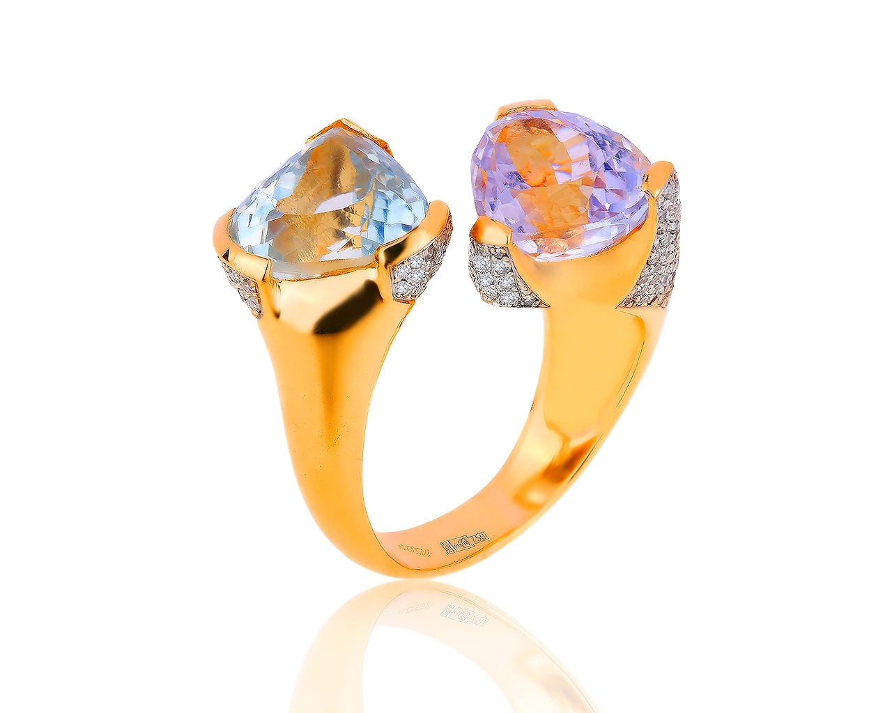 Очаровательное золотое кольцо с бриллиантами 0.55ct