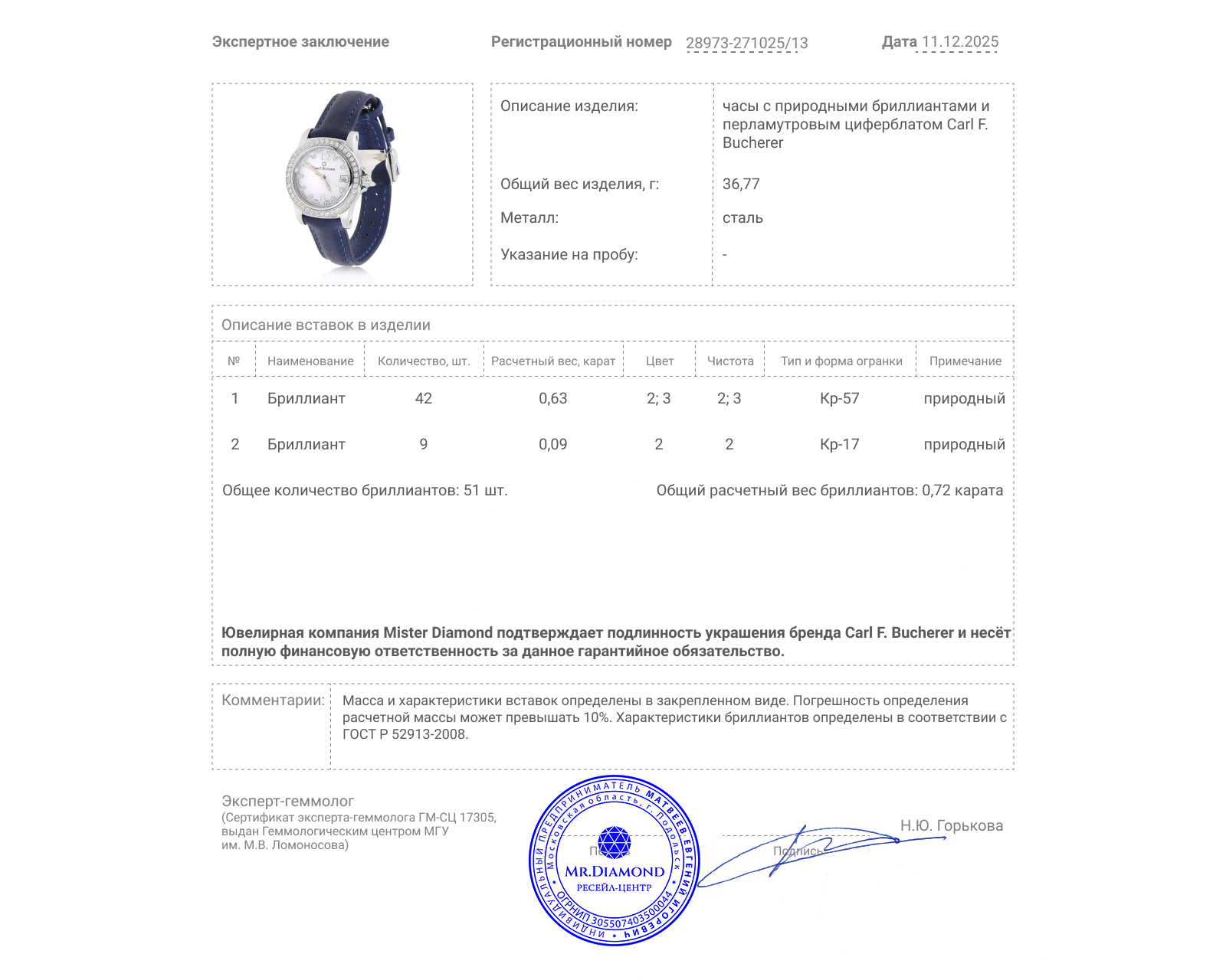 Оригинальные стальные часы Carl F. Bucherer Patravi