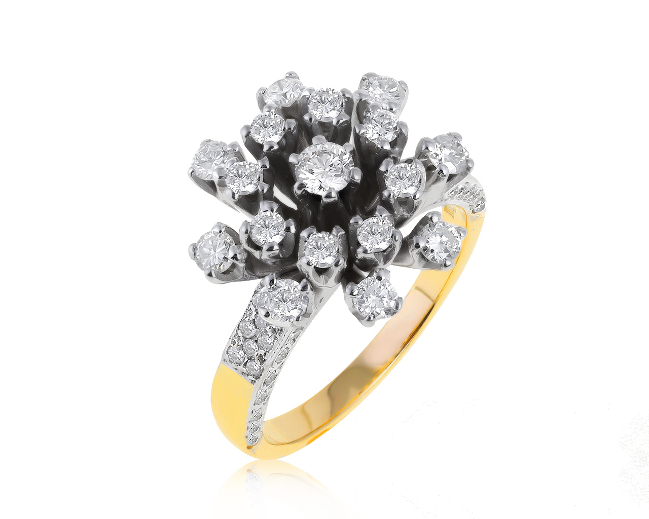 Винтажное золотое кольцо с бриллиантами 1.52ct СССР
