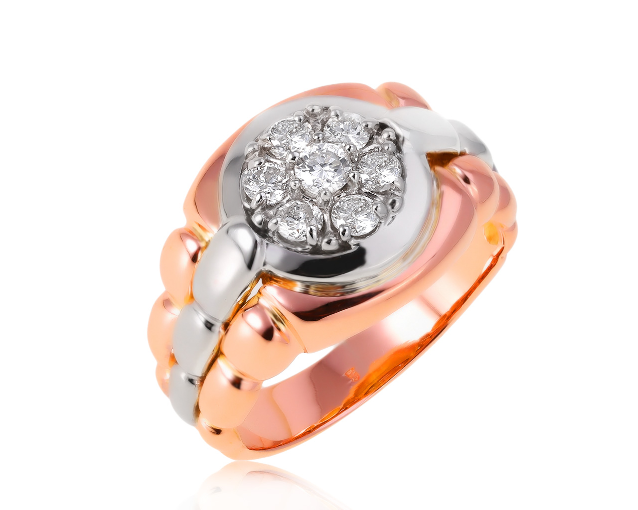 Винтажное золотое кольцо с бриллиантами 0.61ct СССР