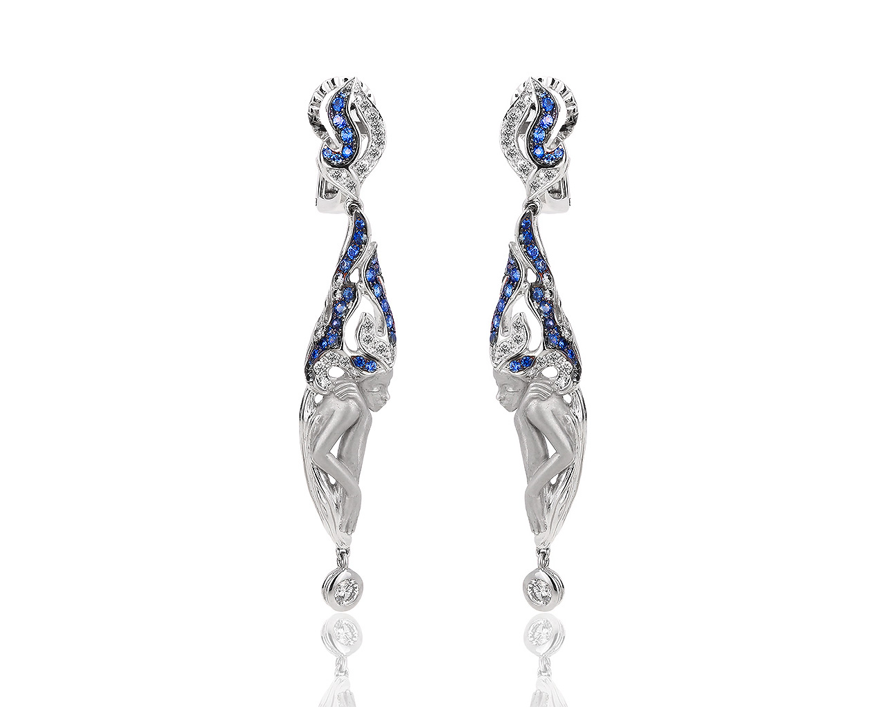 Золотые серьги с сапфирами и бриллиантами 0.80ct Magerit 220118/7