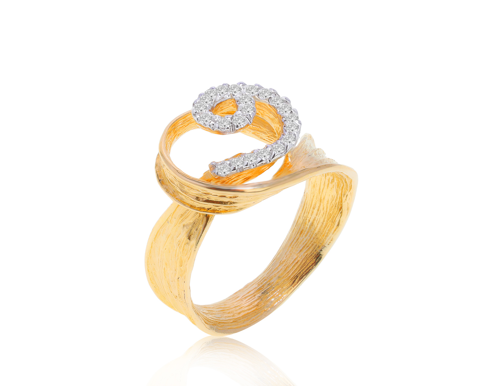 Оригинальное золотое кольцо с фианитами 0.18ct Roberto Bravo 050822/1