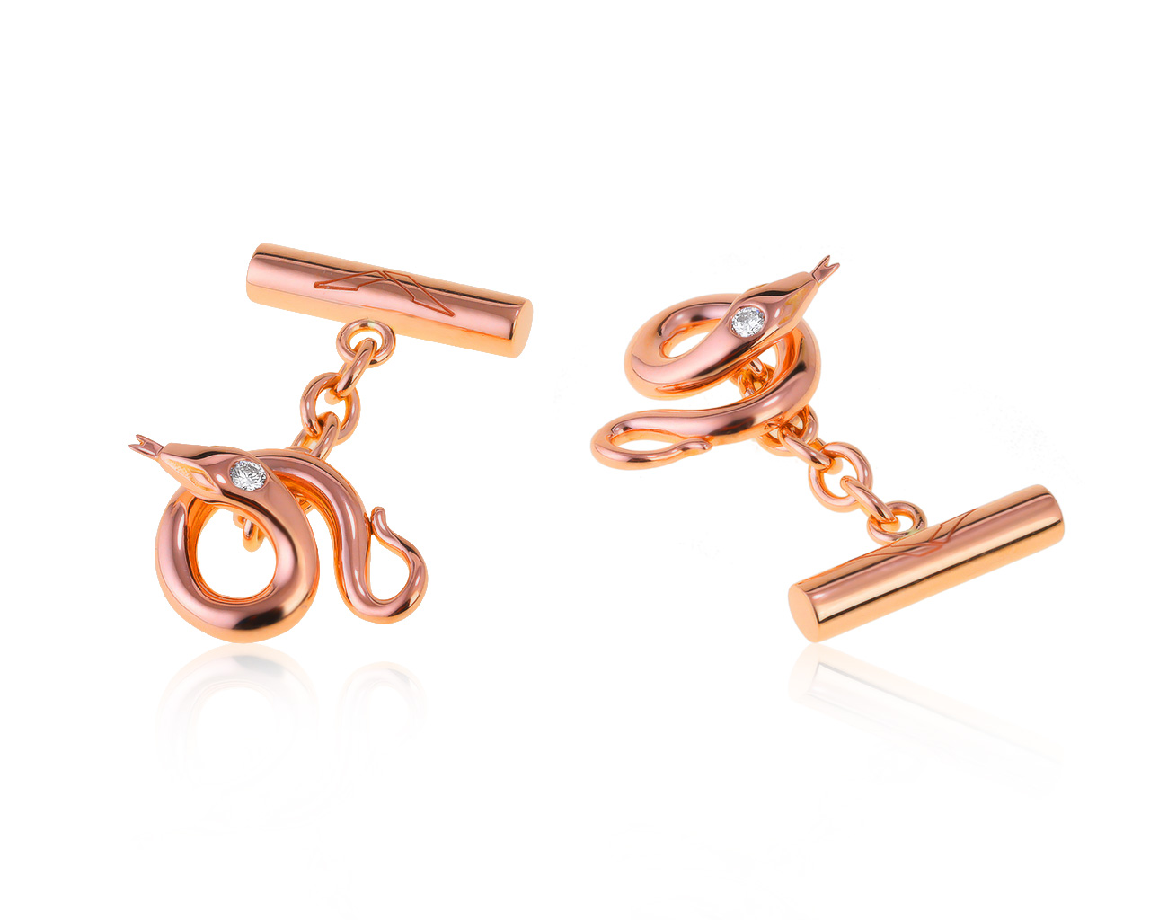Оригинальные золотые запонки с бриллиантами 0.07ct Boucheron Snake 280521/44 Оригинальные золотые запонки с бриллиантами 0.07ct Boucheron Snake 280521/44