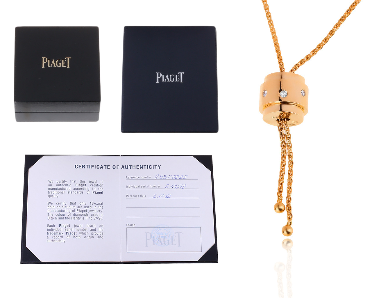 Оригинальное золотое колье с бриллиантами 0.15ct Piaget