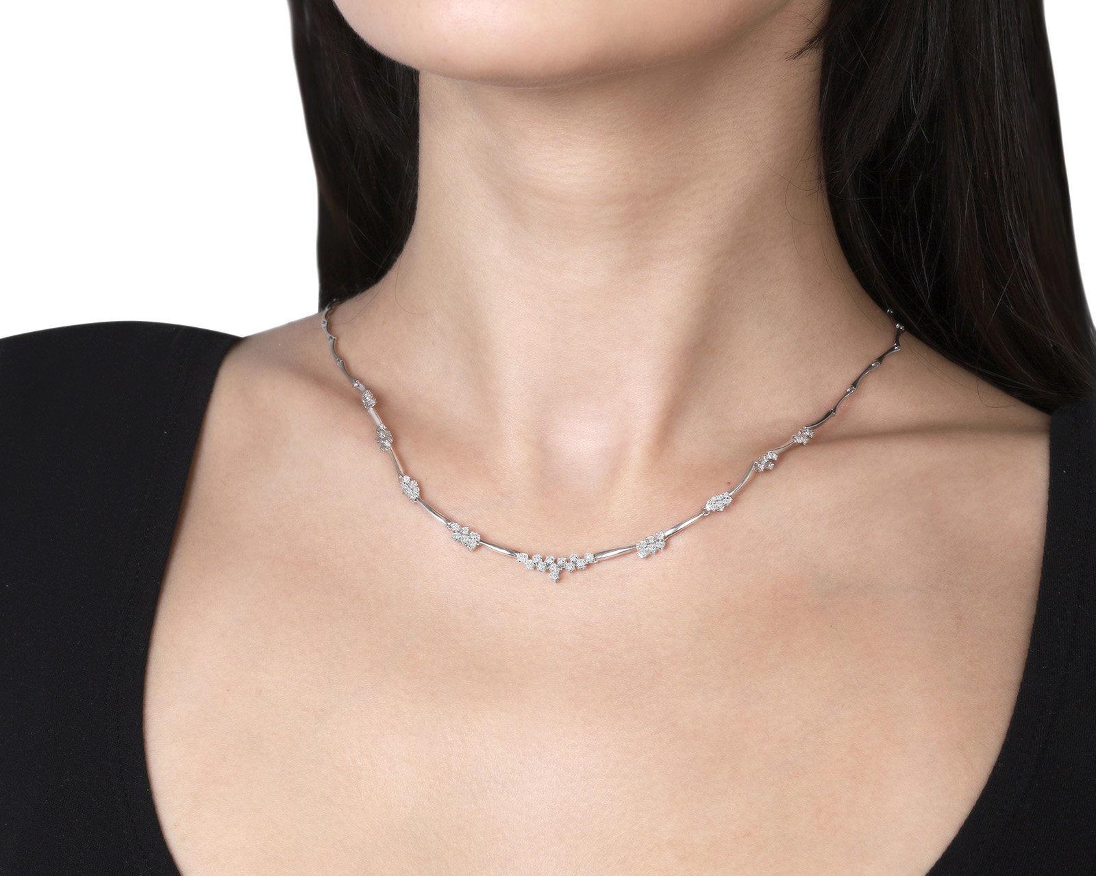 Богатое золотое колье с бриллиантами 0.94ct