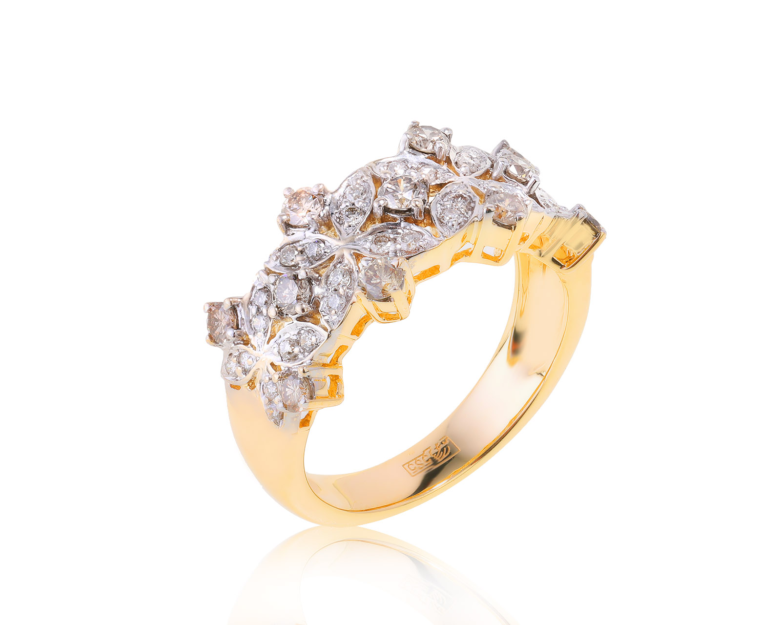 Изящное золотое кольцо с бриллиантами 0.60ct