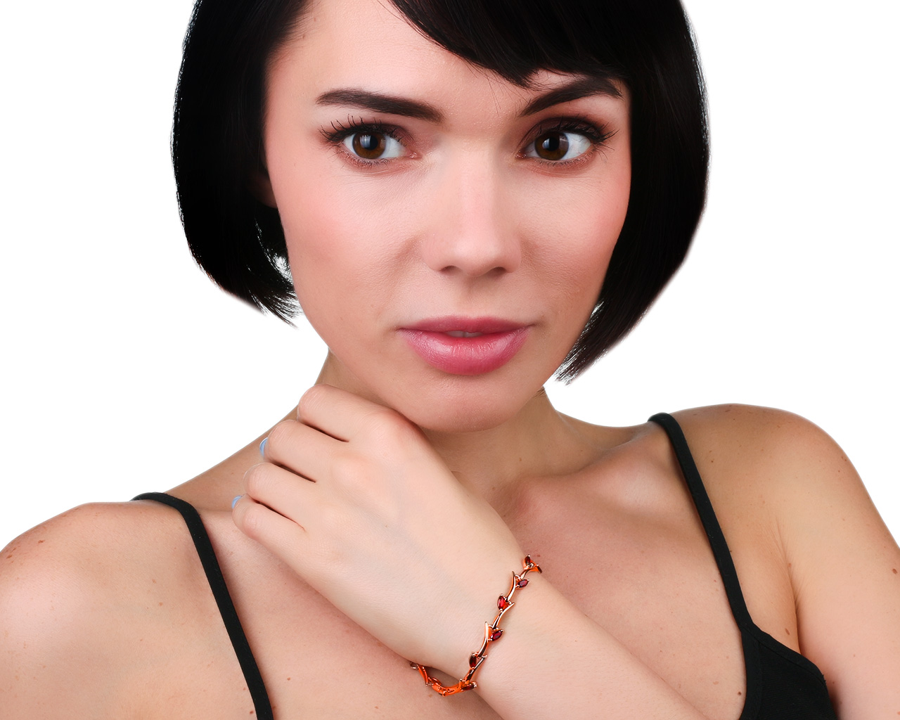 Изысканный золотой браслет с гранатами