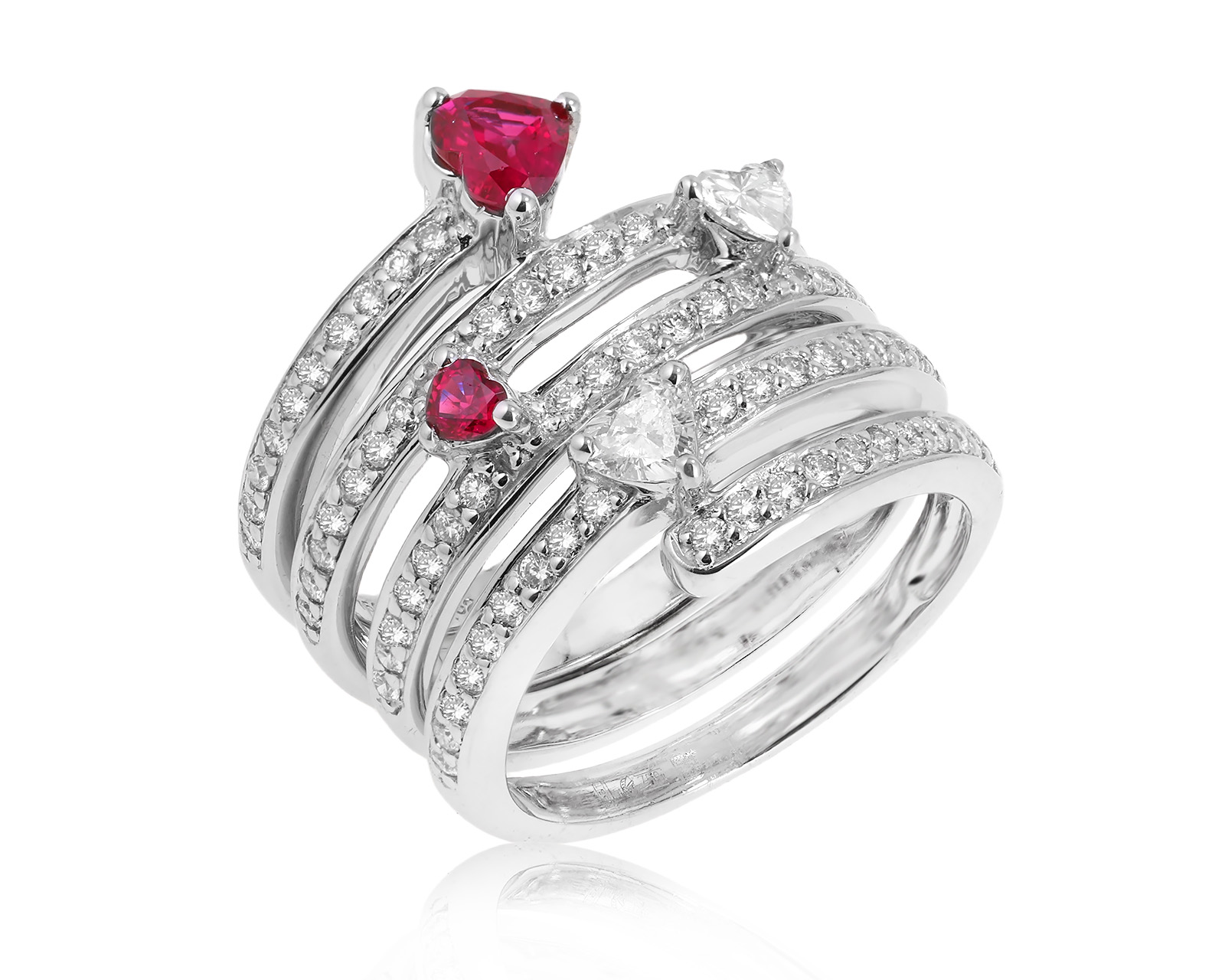 Золотое кольцо с рубинами 0.62ct и бриллиантами 1.06ct 030825/3