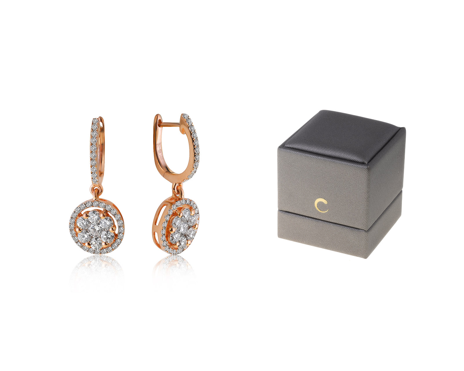 Оригинальные золотые серьги с бриллиантами 1.20ct Crivelli