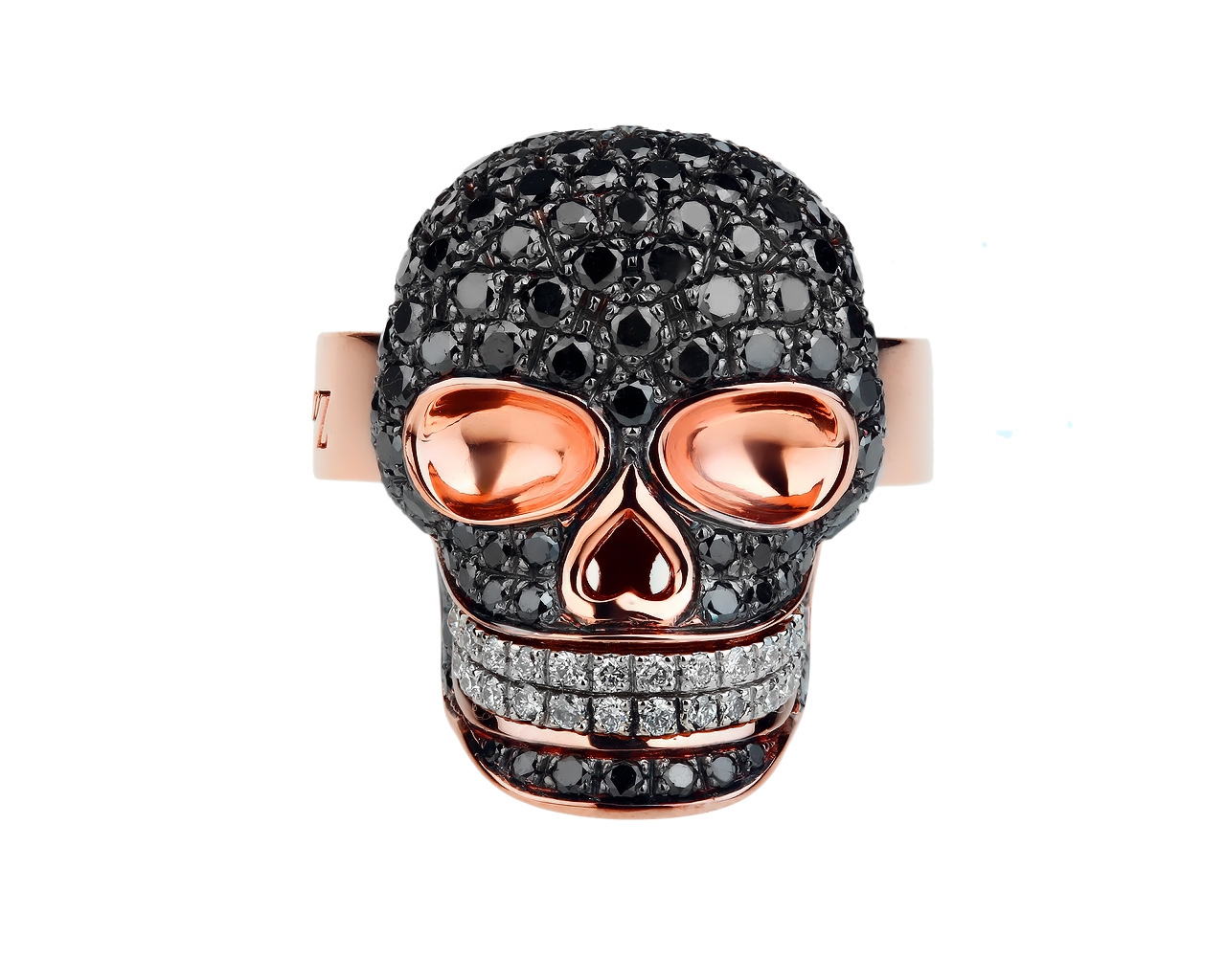 Золотое кольцо с черными бриллиантами Zancan 100218/9