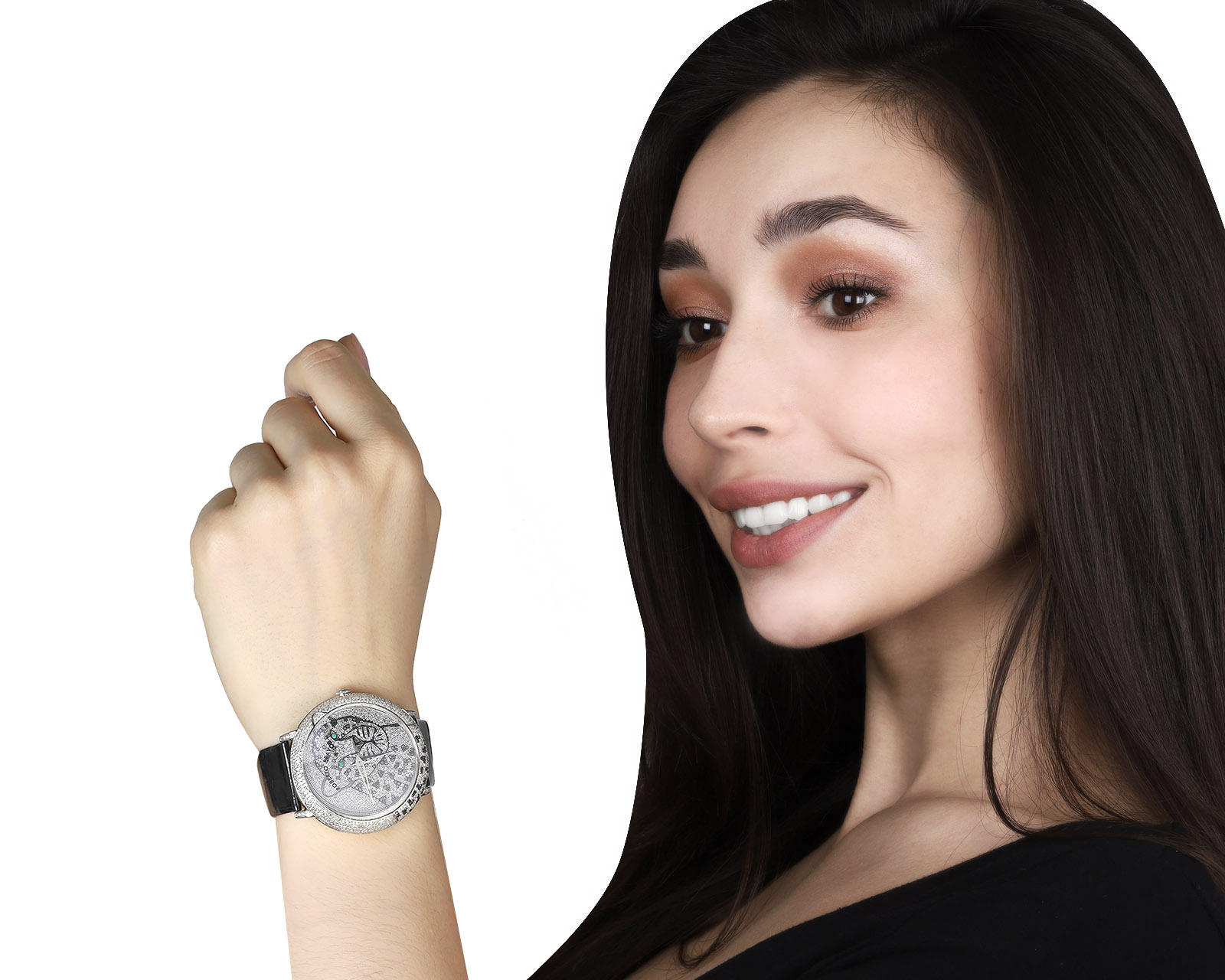 Оригинальные стальные часы с бриллиантами 3.49ct Roberto Bravo