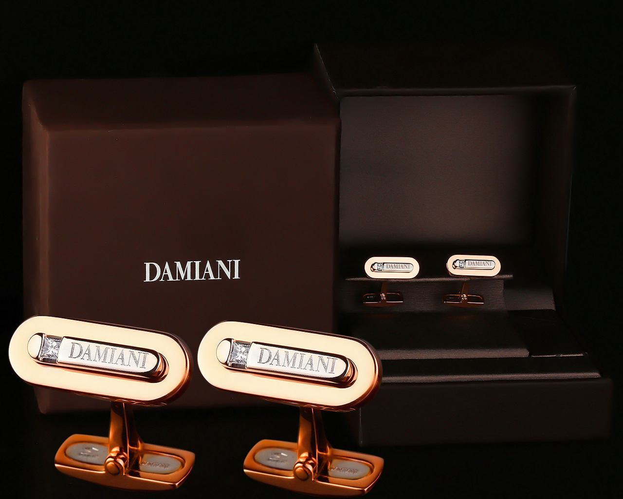 Оригинальные золотые запонки Damiani
