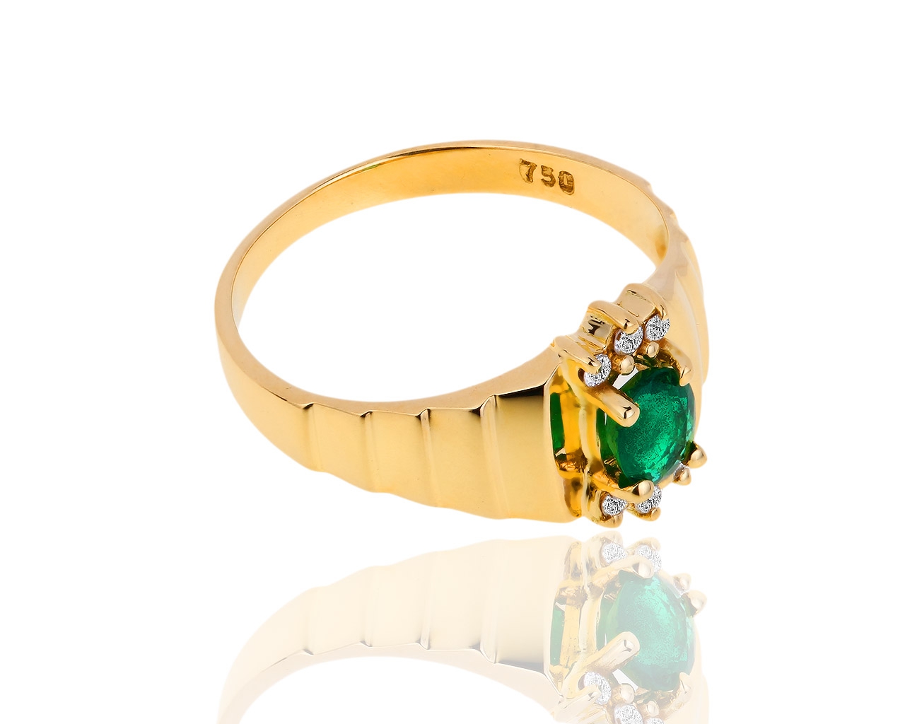 Оригинальное золотое кольцо с бриллиантами и изумрудом 0.30ct H.Stern