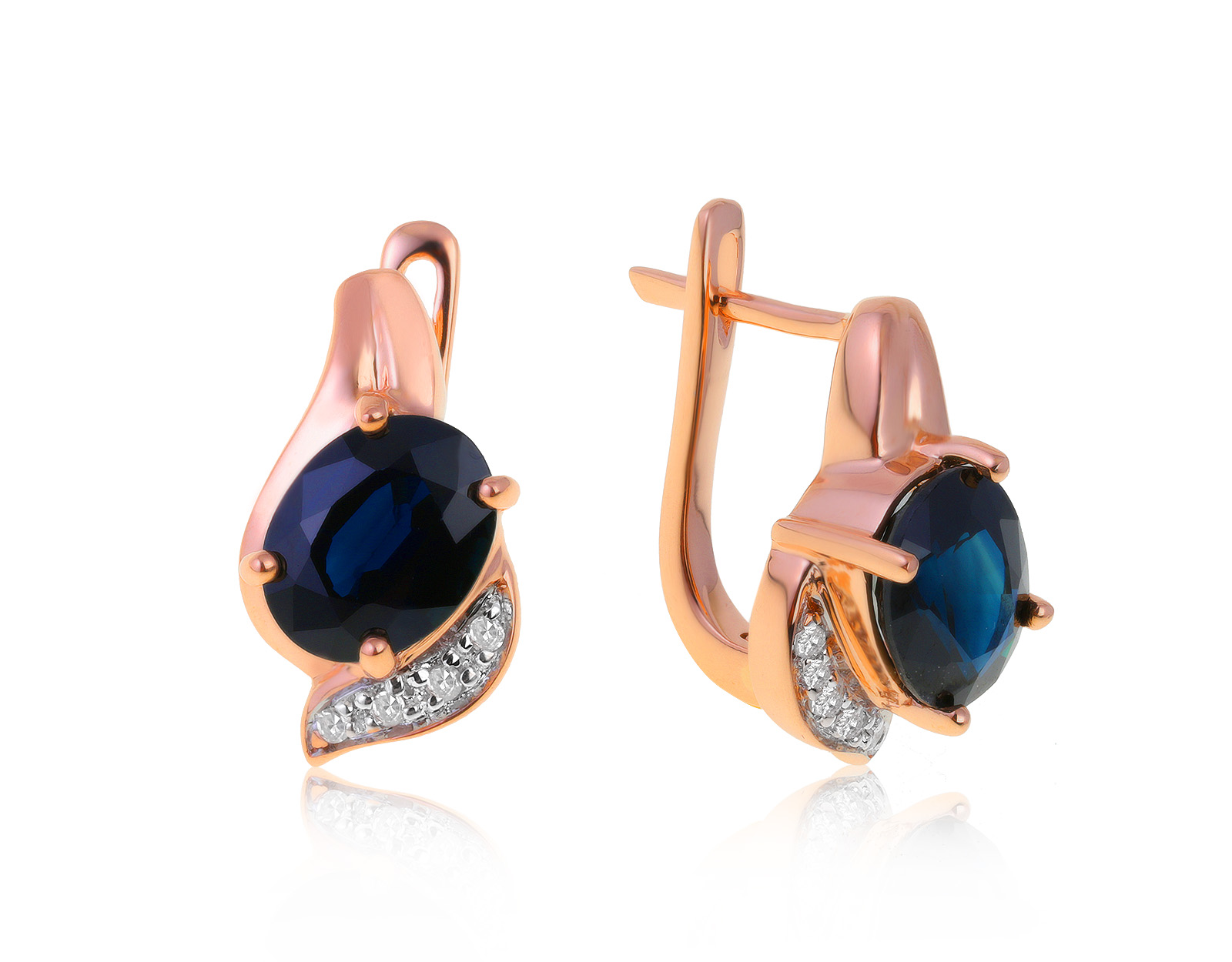 Нарядные золотые серьги с сапфирами 3.62ct 040621/6