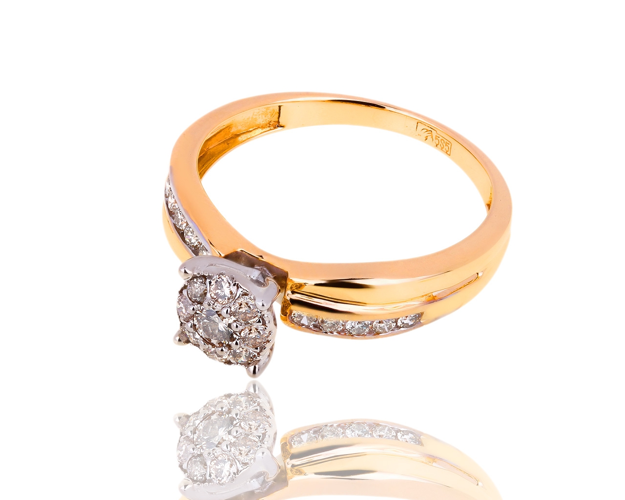 Золотое кольцо с коньячными бриллиантами 0.48ct