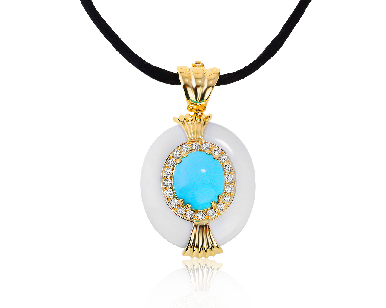 Модный золотой кулон с бирюзой 5.81ct 040521/11