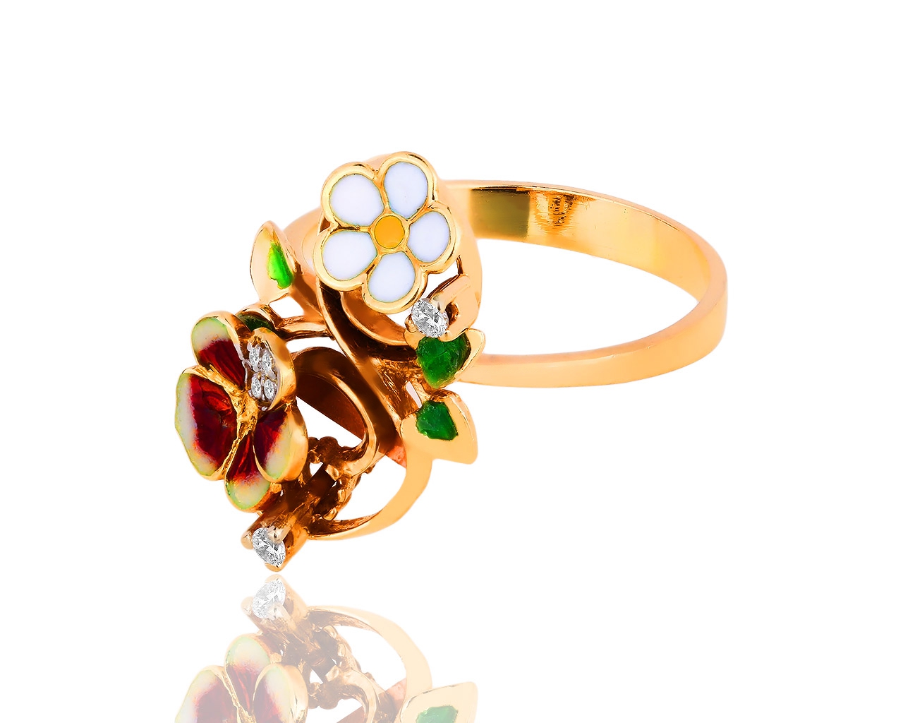 Золотое кольцо с эмалями и бриллиантами 0.08ct Roberto Bravo 240818/4 Золотое кольцо с эмалями и бриллиантами 0.08ct Roberto Bravo 240818/4