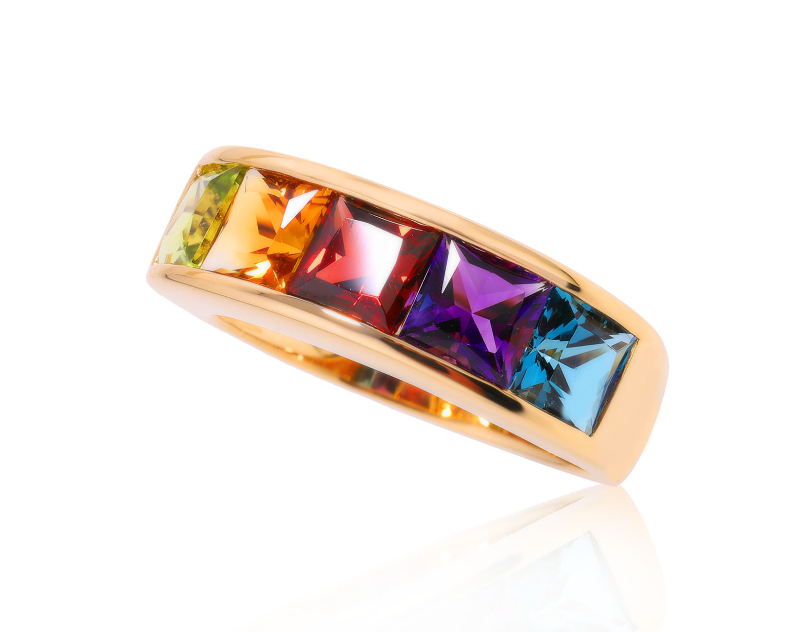 Оригинальное золотое кольцо с цветными камнями 3.28ct H.Stern Rainbow