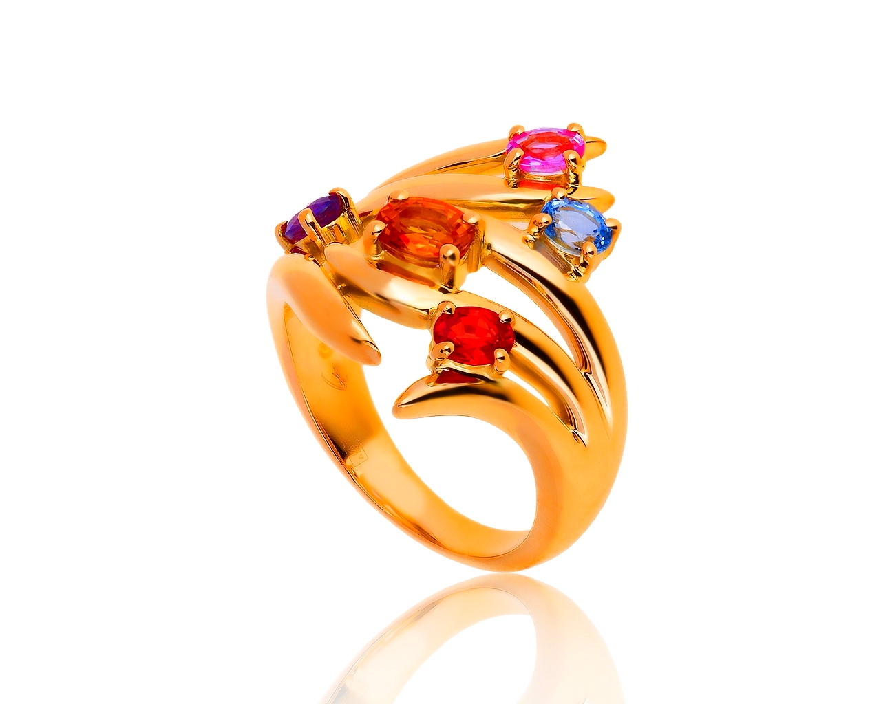 Оригинальное золотое кольцо с сапфирами 1.13ct Garel 040819/21