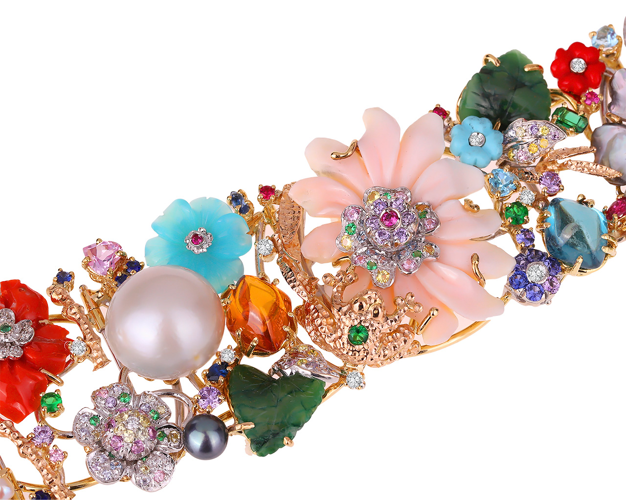 Оригинальный золотой браслет с цветными камнями Santagostino