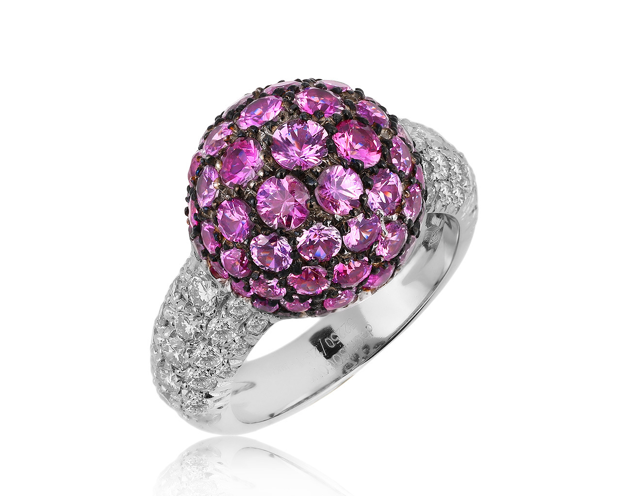 Достойное золотое кольцо с розовыми сапфирами 3.53ct