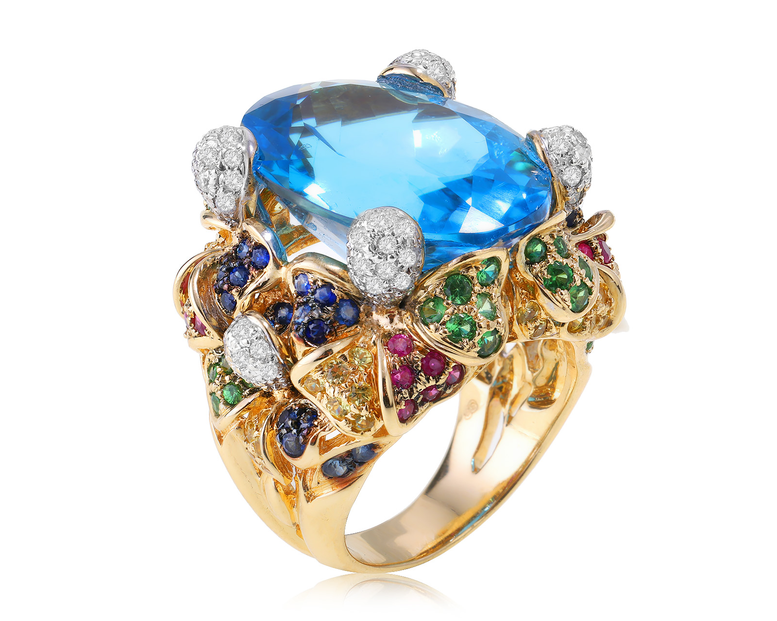 Золотое кольцо с цветными камнями 27.38ct 170124/2