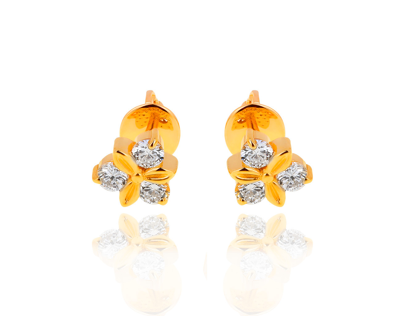 Золотые серьги пусеты с бриллиантами 0.89ct ЭПЛ 190319/5
