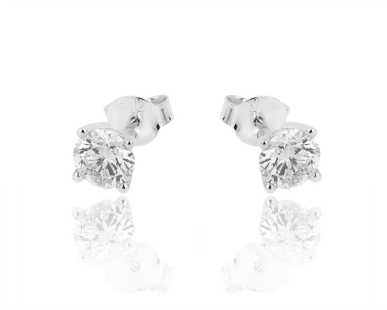 Золотые серьги пусеты с бриллиантами 2.04ct Сертификат МГУ 250918/13