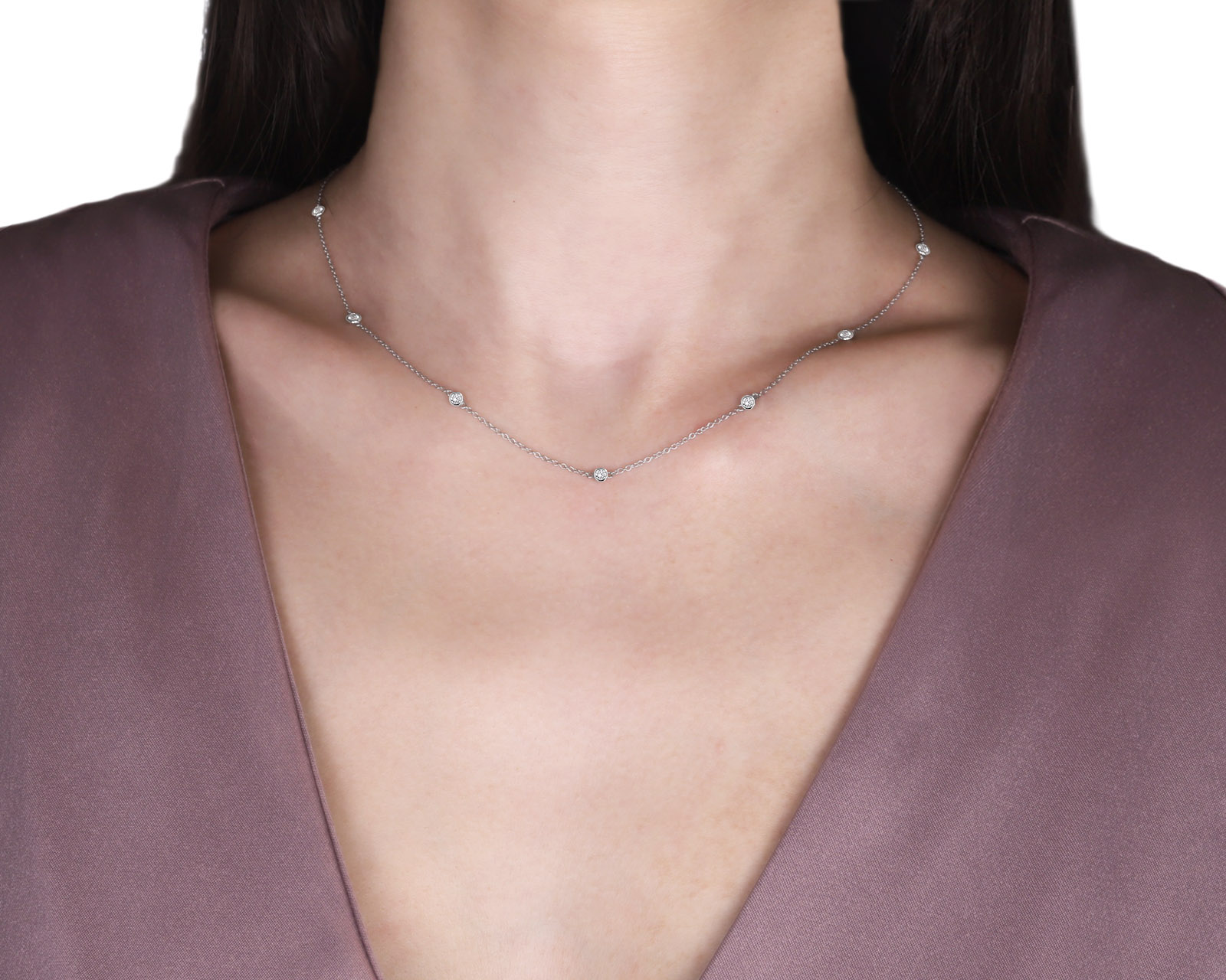 Золотое колье с бриллиантами 0.44ct