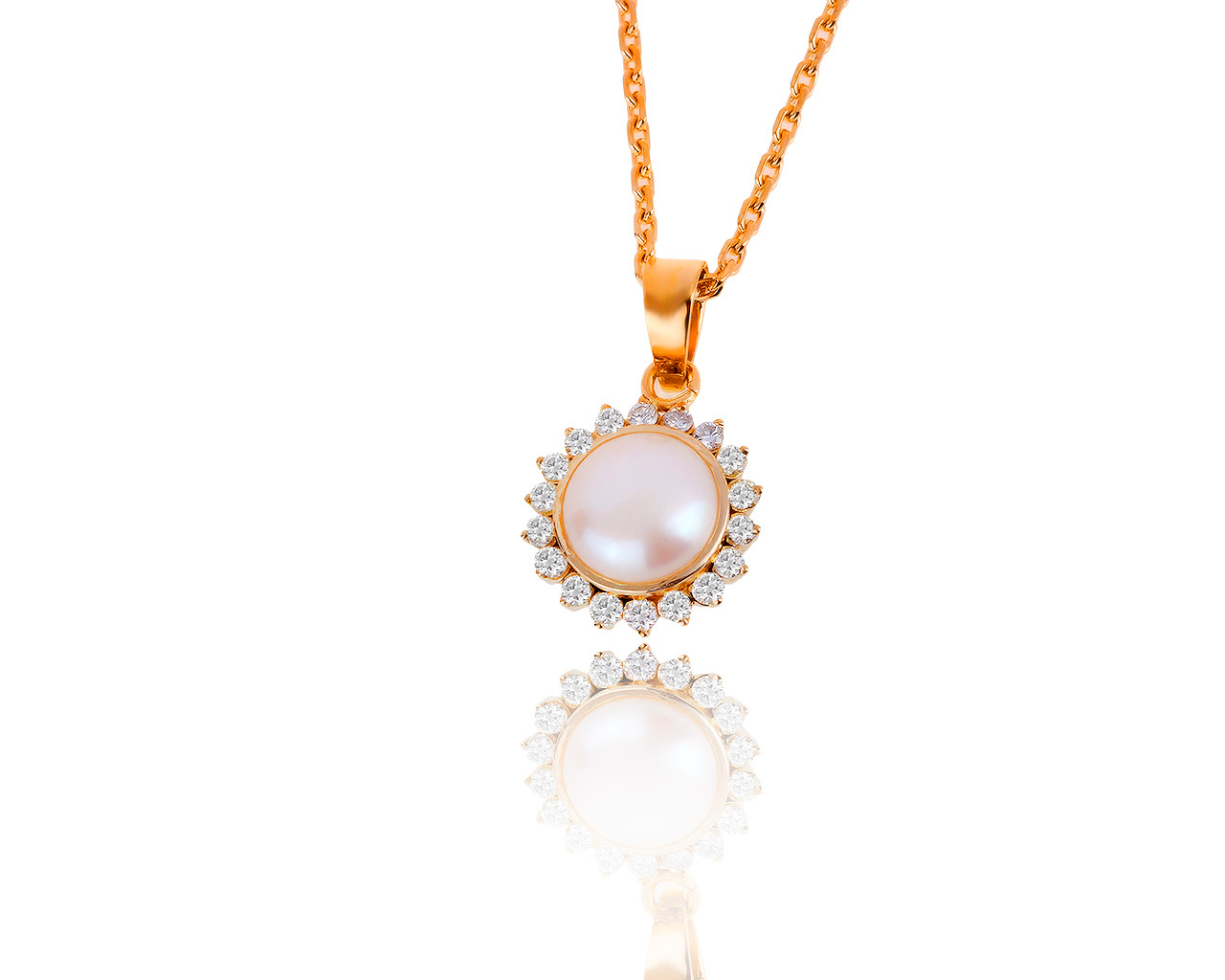 Изысканный золотой кулон с жемчугом