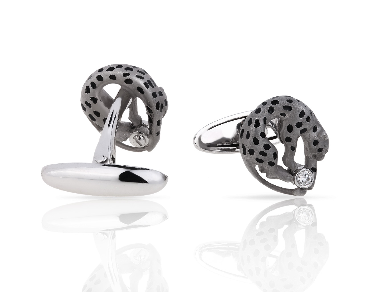 Золотые запонки с бриллиантами 0.08ct Carrera y Carrera Panther Золотые запонки с бриллиантами 0.08ct Carrera y Carrera Panther