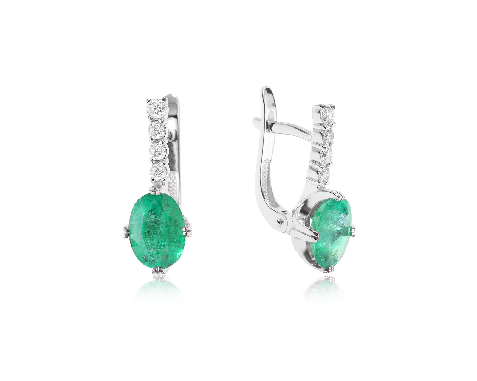Золотые серьги с изумрудами 1.50ct и бриллиантами 0.18ct 051023/1