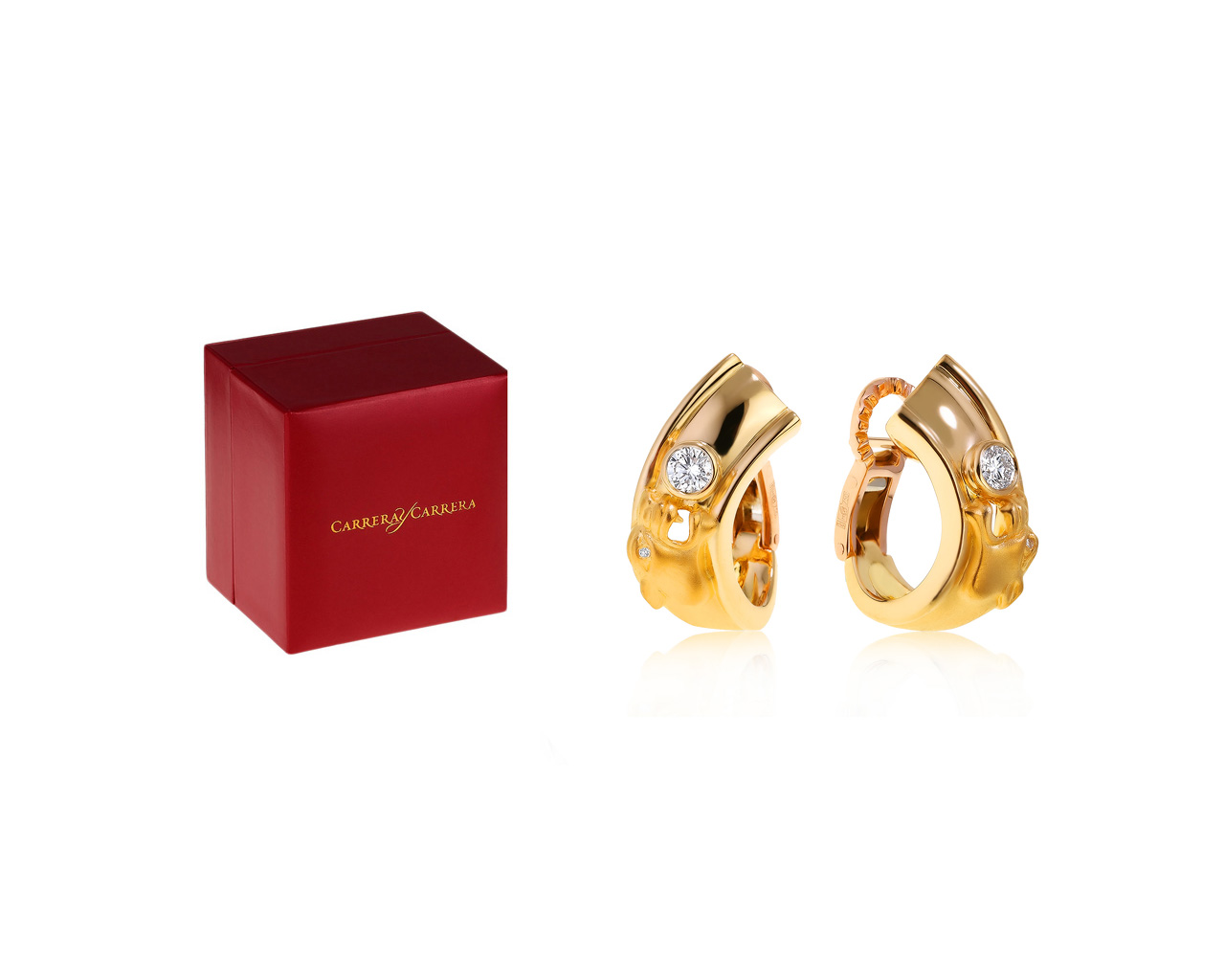 Оригинальные золотые серьги с бриллиантами 0.37ct Carrera y Carrera Panther